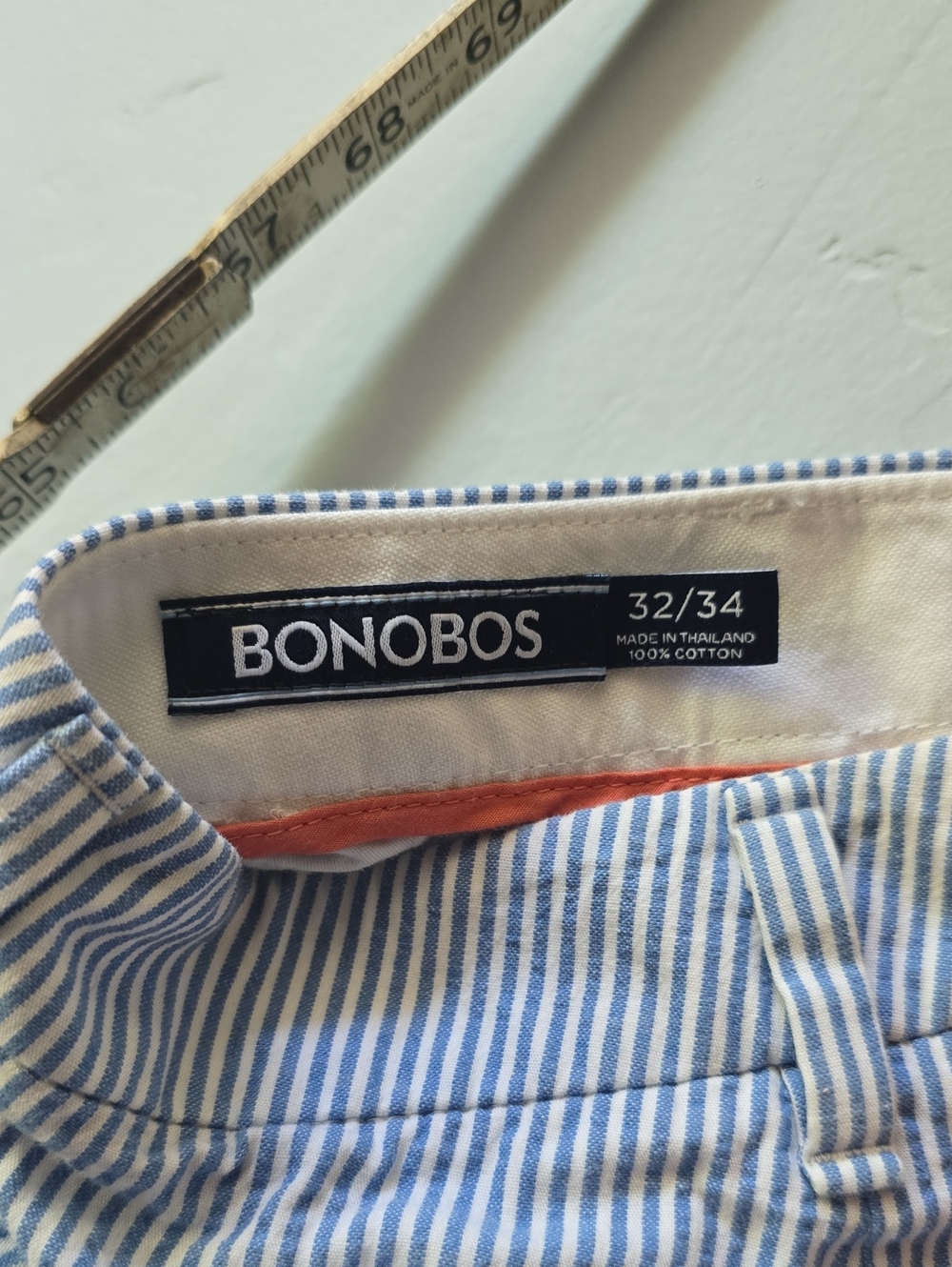 Bonobos Pinstripe Blue White Gingham Pants Straight Fit Country Club Golf Sz 32
